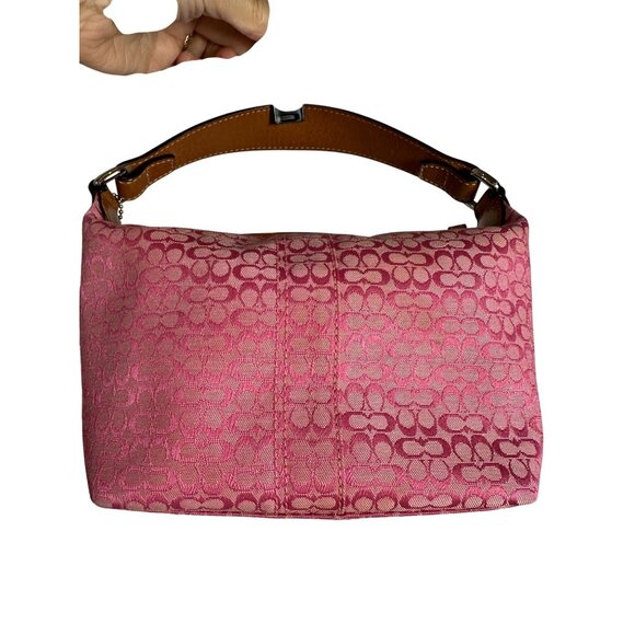 Coach Y2K Pink Signature Mini C Canvas Leather Handbag Monogram Baguette Demi - Picture 2 of 14